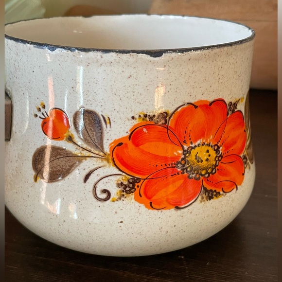Vintage Sanko Ware Show Pans Enameled Warmer Server Pan🧡 - Picture 4 of 9